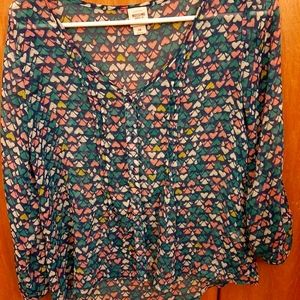 Mossimo navy with colored hearts button down top size Medium